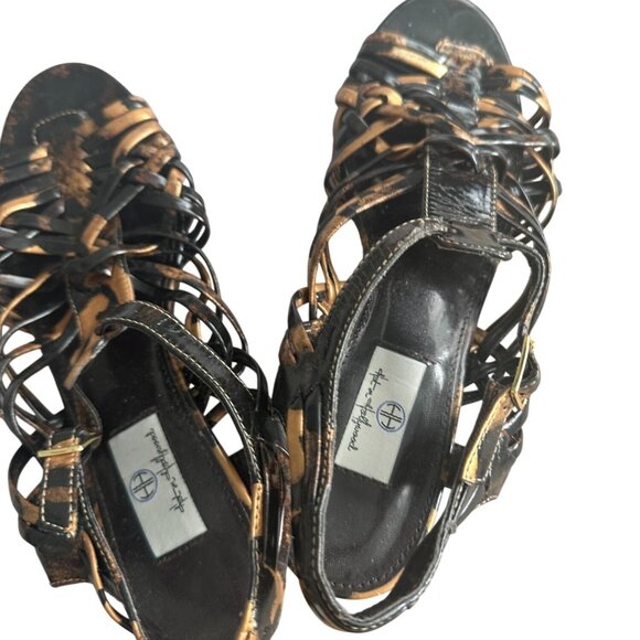 HOT IN HOLLYWOOD Multicolor Brown Kitten Heels Sandals Size 8 - Picture 5 of 7